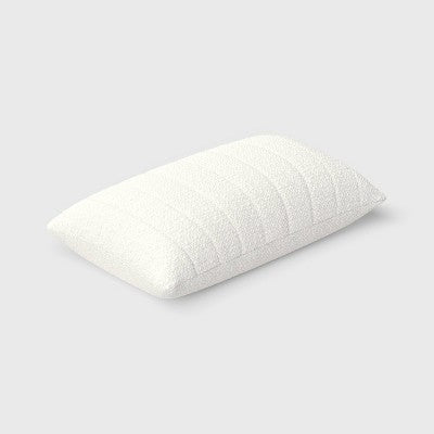 Oversized Channeled Boucle Lumbar Throw Pillow Ivory - Threshold: Soft Polyester, Indoor Use, Rectangular Shape