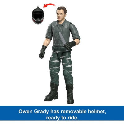 Jurassic World Reimagined Motorcycle, Owen Grady & Raptors & Tools Retro Pack