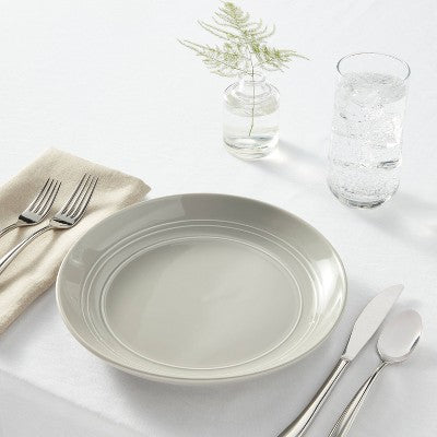10" Stoneware Westfield Dinner Plates Gray - Threshold: Solid Round Ceramic, Dishwasher & Microwave Safe