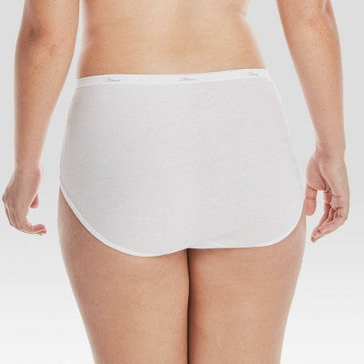 Hanes Women's Core Cotton Briefs Underwear 6pk - White 10: High Rise, Knit, Solid Pattern, Machine Washable