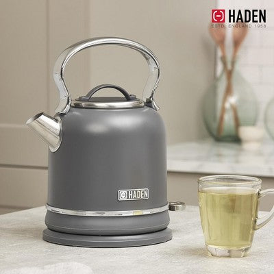 Haden Chelsea 1.7 Liter Stainless Steel Electric Kettle, Hot Water Kettle with 360-Degree Base and Auto Shutoff, Grey & Chrome