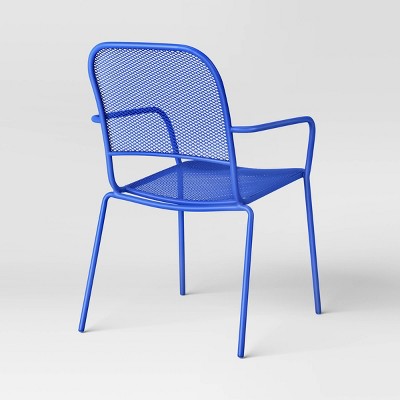 Metal Mesh Patio Stack Chair Blue - Room Essentials (LOCAL PICKUP ONLY)