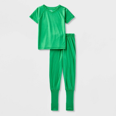 Toddler Adaptive 2pc Port Access Pajama Set - Cat & Jack Green 3T