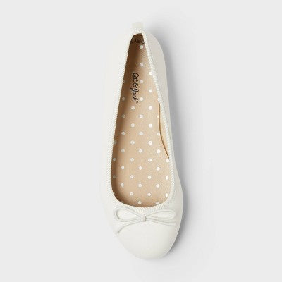 GIRLS' Diana Slip-On Ballet Flats - Cat & Jack White 3