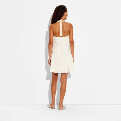 Women's Button-Front Halter Mini A-Line Dress - Wild Fable XXS