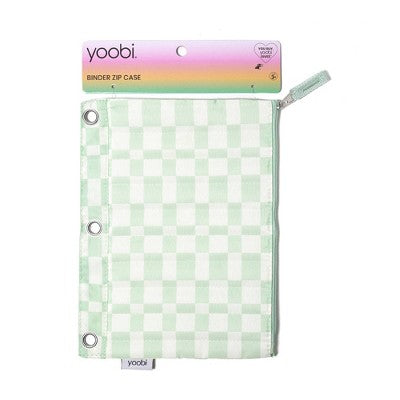 Yoobi Single Zip Binder Pencil Case Puffy Mint and Cream Checker