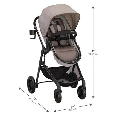Evenflo Pivot Modular Travel System with LiteMax Infant Car Seat with Anti-Rebound Bar - Desert Tan (LOCAL PICKUP ONLY)