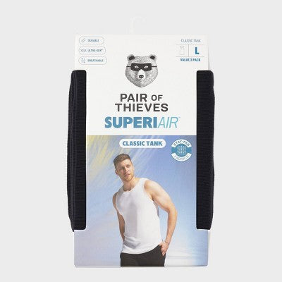 Pair of Thieves Men's 3pk SuperiAir Cotton Tank Top - Black L: Tagless, Crew Neck, Jersey Fabric
