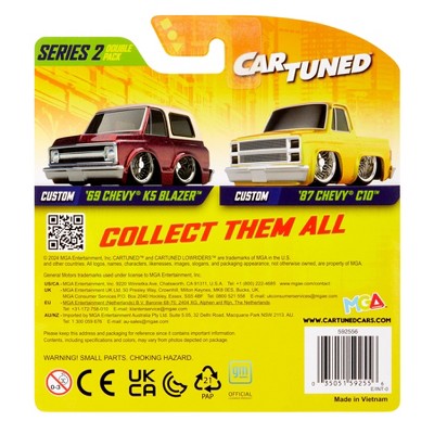 Car-Tuned Series 2 Dip'd & Drip'd 1969 Chevy K5 Blazer (Lowrider) and 1987 Chevy C10 (Lowrider) Diecast Truck Toy Vehicle - 2pk