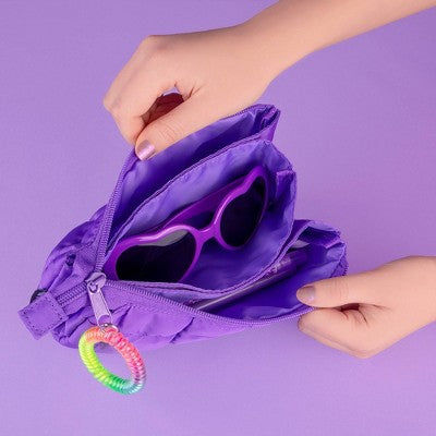 Style Lab Expandable Quilted Puffer Pouch Neon Purple