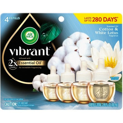 Air Wick Vibrant Plug-in Scented Oil Air Freshener Refills - 4pk: Electric, Floral, Linen, Cotton Scents