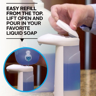Bell + Howell Sonic Soap Automatic Soap and Sanitizer Dispenser, Touch-Free, Motion-Activated, 9.46 fl oz Capacity, White