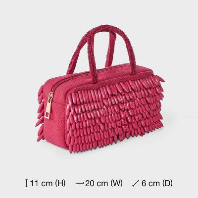 Hand Beaded Fringe Satchel Mini Bag - A New Day Pink