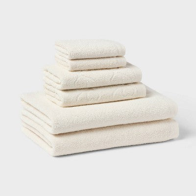 6pc Everyday Bow Dorm Towel Set Ivory - Room Essentials