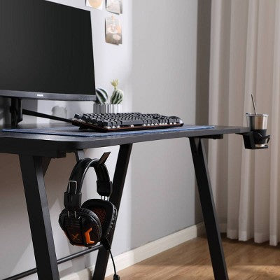 Gaming Desk with LED Lights and Headphone Holder Black - Room Essentials (LOCAL PICKUP ONLY)
