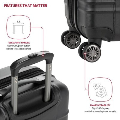 SWISSGEAR Cascade II Hardside Carry On Spinner Suitcase - Black: