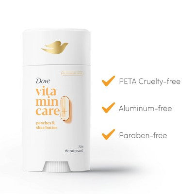 Dove Beauty VitaminCare+ Aluminum Free Deodorant Stick - Peaches & Shea Butter - 2.6oz