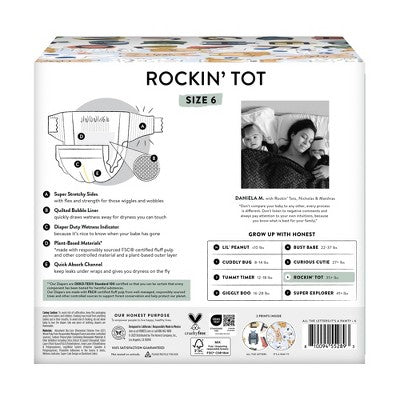 The Honest Company Clean Conscious Disposable Diapers - All The Letters & It's A Pawty - Size 6 - 40ct