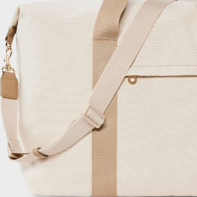 Foundational Weekender Bag - Universal Thread Taupe: Cotton Shell, Zip Closure, Detachable Strap