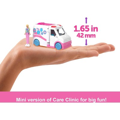 Barbie Mini BarbieLand Vehicle Set with 1.5" Doll, Color Change Care Clinic