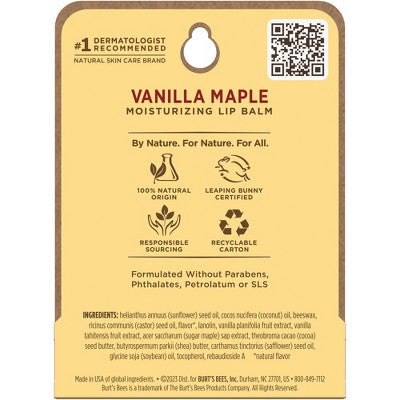 Burt's Bees Holiday Limited Edition Stocking Stuffer Moisturizing Lip Balm - Vanilla Maple - 0.15oz