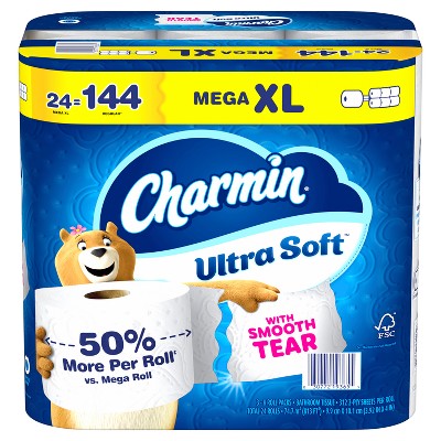 Charmin Ultra Soft Toilet Paper - 24 Mega XL Rolls
