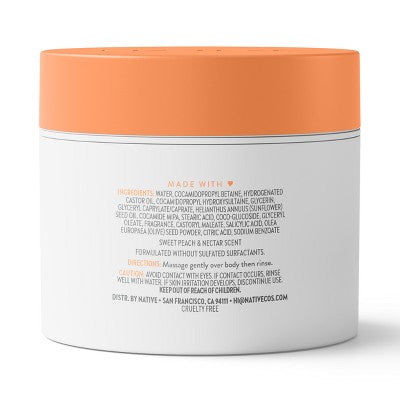 Native Sweet Peach & Nectar Scrub - 12oz: Exfoliating, Normal & Dry Skin, Whole Body, Jar