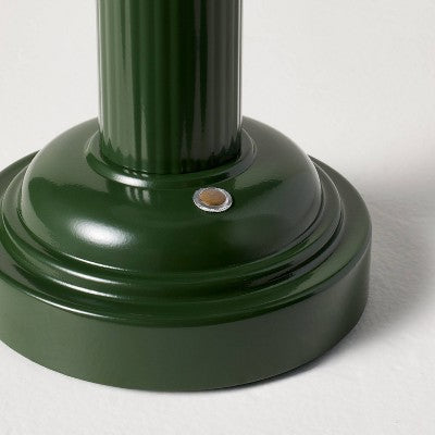 11.5" Fluted Metal Rechargeable Library Table Lamp Green (Includes LED Light Bulb) - Hearth & Hand with Magnolia
