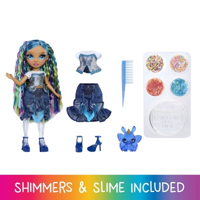 Rainbow High Rainbow Shimmers with Slime - Skyler, Blue 11" Create a Rainbow Fashion Doll,Slime