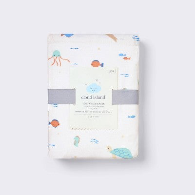Cotton Fitted Crib Sheet - Sea Life - Cloud Island