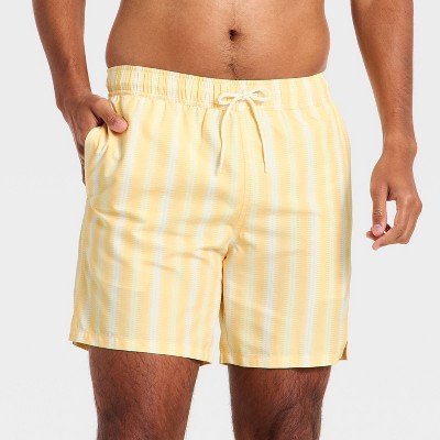 Men's 7'' Patterned Swim Trunks Goodfellow & Co Yellow Stripe XXL
