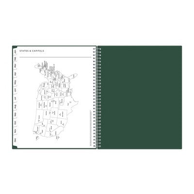 BlueSky 2025 Weekly/Monthly Planner 11.18"x9.37" Wirebound Deep Forest Green Arrows: Adult Stationery, Tabs, Paper