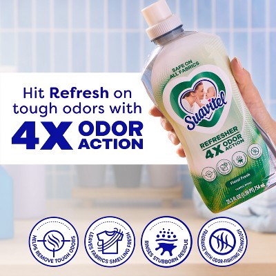 Suavitel Refresher Fabric Rinse, 4X Odor Action, Floral Fresh Scent - 25.5 fl oz: Paraben-Free, Bleach-Free, Phosphate-Free, Liquid Laundry Additive