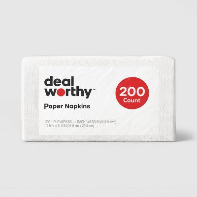 200ct 1-Ply Disposable Napkins - Dealworthy