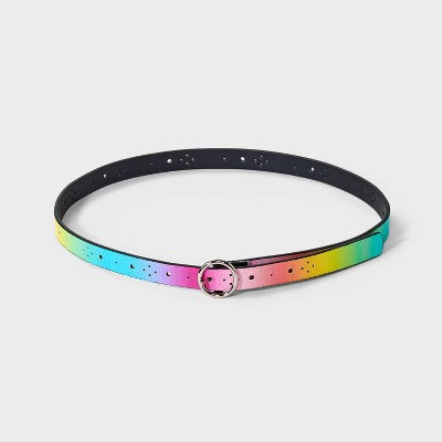 Girls' 3pk Rainbow Belt Set - Cat & Jack S: Adjustable Skinny Belts with Buckle Closure, Kids Apparel Accessories