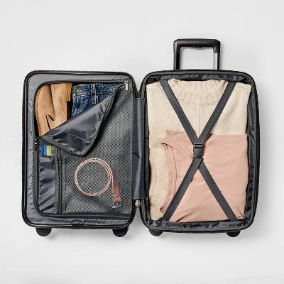Hardside Carry On Spinner Suitcase Beige - Open Story?