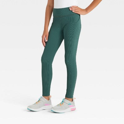 Girls' Cozy Leggings - All In Motion Green XL