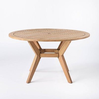 Bluffdale Wood 6 Person Round Patio Dining Table: Weather-Resistant Eucalyptus - Threshold designed w/Studio McGee (LOCAL PICKUP ONLY)