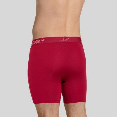 Jockey Generation Men's No Chafe Pouch Microfiber Boxer Briefs 3pk - Black/Red/Gray XL: Mid Rise, Pull-On, Mesh Fabric