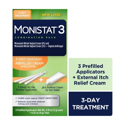 Monistat 3-Dose Yeast Infection Treatment 3 Prefilled Applicators & External Itch Cream