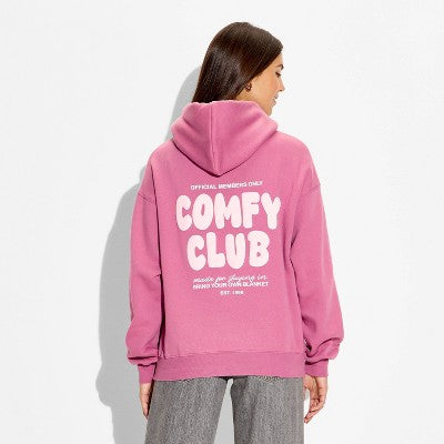 Women's Oversized Graphic Hooded Pullover Sweatshirt L
