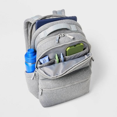 14L Faux Neoprene Backpack - All In Motion Heather Gray: High School 16" Laptop