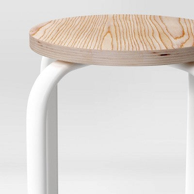 2pk Plywood with Metal Base Stacking Stool White - Room Essentials (LOCAL PICKUP ONLY)