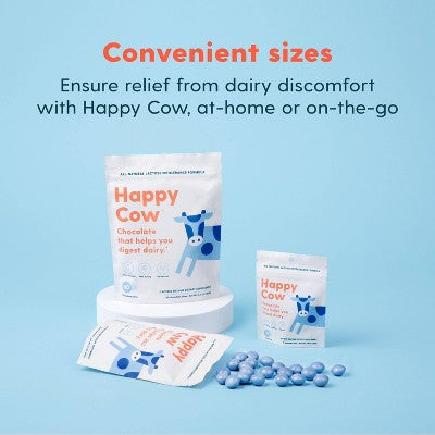 Happy Cow Adult Chocolate Fast Acting Lactase Digestive Digestive Supplement - Sugar Shell - 10ct