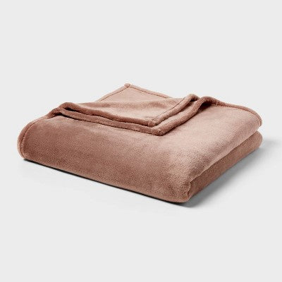 Full/Queen Microplush Bed Blanket Brown - Threshold