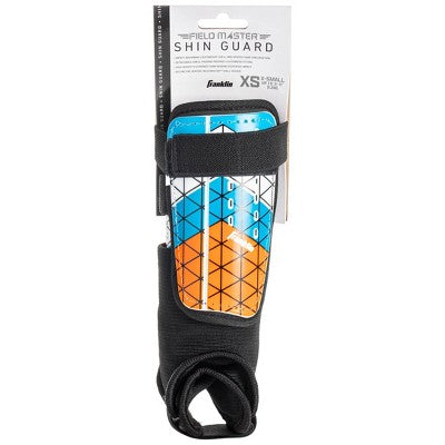 Franklin Sports Shin Guards 2pk - Blue/Orange XS: Protective Pads for Youth Soccer