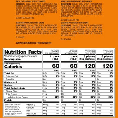 Mars - Skittles and Starburst Halloween Candy Fun Size Chewy Fruit Candies Variety Bag - 58.26oz/140ct