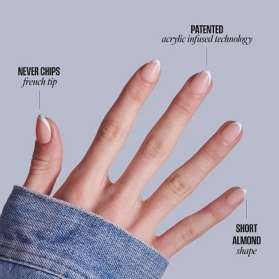 Kiss Core French Tip Press-On Fake Nails Short Almond - Passionate - 35ct