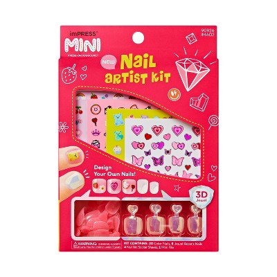 Impress Mini Nail Artist Kit Press-On Fake Nails for Kids Squoval - Wannabe U - 31ct