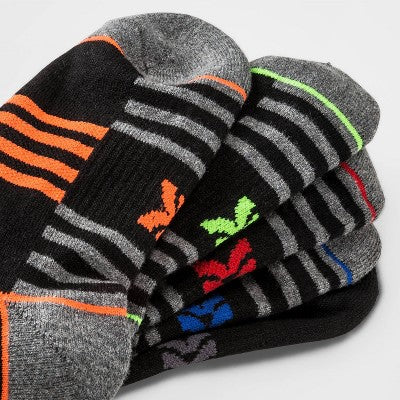 Kids' 6pk Ankle Socks - All In Motion Black L